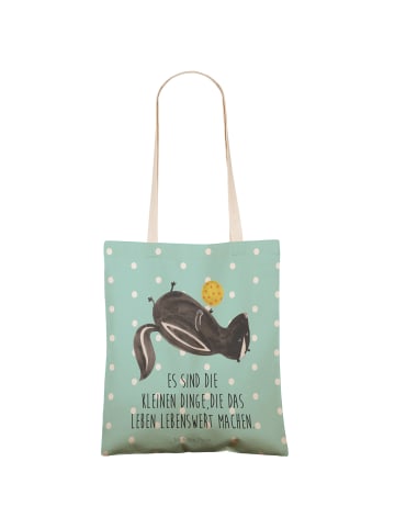 Mr. & Mrs. Panda Tasche Stinktier Ball mit Spruch in Türkis Pastell
