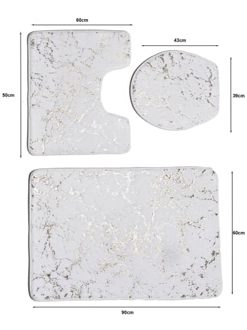 Zellerfeld 3-Teilig Marmour Badematte in Weiß