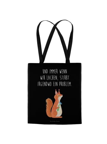 Mr. & Mrs. Panda Tasche Eichhörnchen Blume mit Spruch in Schwarz