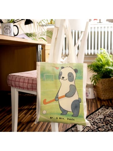 Mr. & Mrs. Panda Tragetasche Panda Hockey spielen Design ohne Sp... in Weiß
