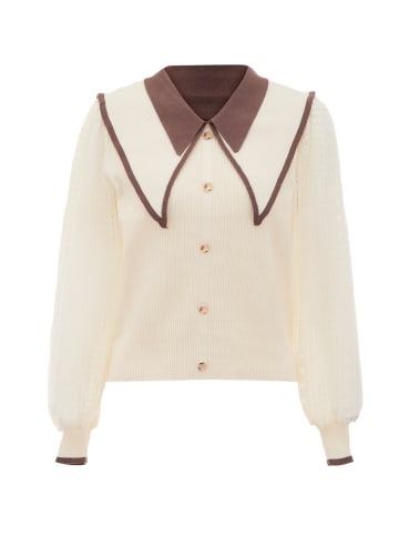 NAEMI Damen Strickpullover in Wollweiss