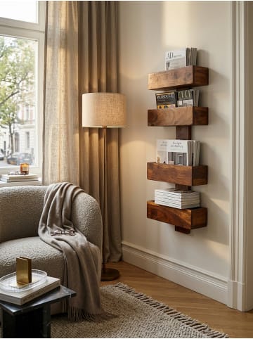 KADIMA DESIGN Zeitungsständer MUMBAI Massivholz 2 Ablagefächer in Massivholz