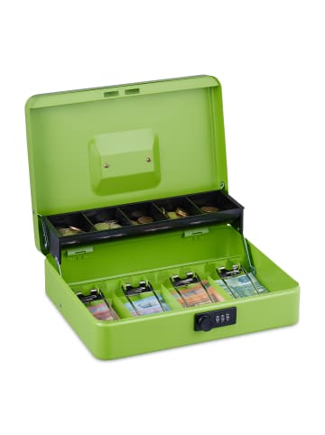 relaxdays Geldkassette in Grün - (B)30,5 x (H)8,5 x (T)24,5 cm