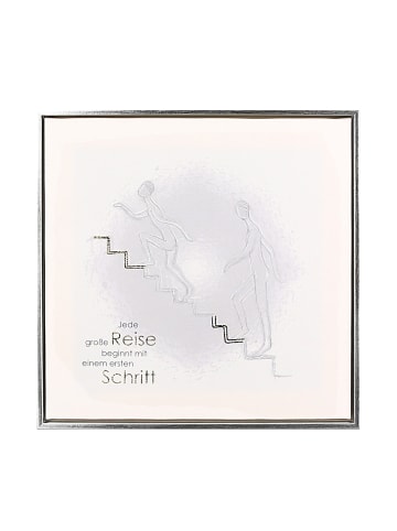 GILDE Bild "Staircase-Poesie" in Grau/ Silber/ Weiß - H. 28,5 cm - B. 28,5 cm