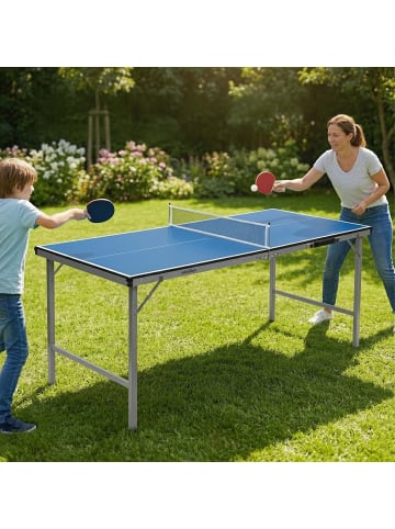 relaxdays Tischtennisplatte in Blau - (B)150 x (H)71 x (T)67 cm
