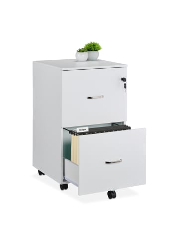 relaxdays Rollcontainer in Weiß - (B)43 x (H)72 x (T)46 cm