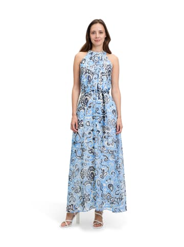 BETTY & CO Chiffonkleid ohne Arm in Blau/Weiß