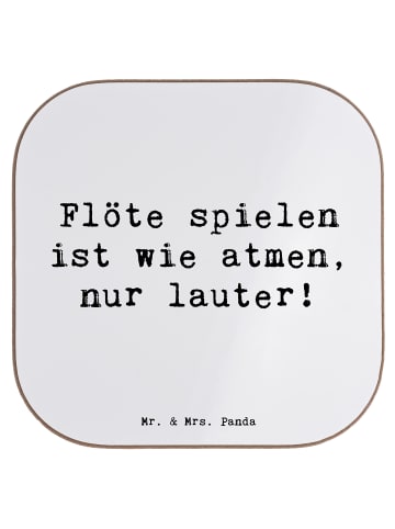 Mr. & Mrs. Panda Bierdeckel Spruch Flöte Atem mit Spruch in Weiß