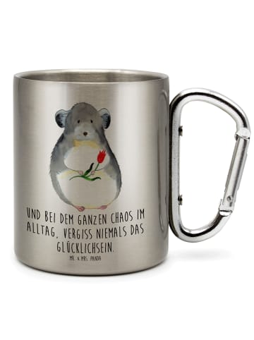 Mr. & Mrs. Panda Becher Chinchilla Blume mit Spruch in Silber