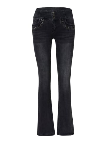 KOROSHI Damen Jeans Korsett Bot Cut Push Up Stud in SCHWARZER DENIM