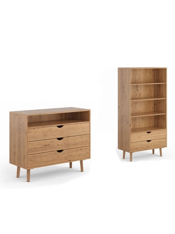 Feldmann-Wohnen Arbeitszimmer-Set 2-tlg Simona Eiche Natur 200 / 40 / 180cm