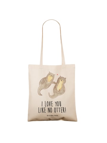 Mr. & Mrs. Panda Tote Bag Otter Hände halten mit Spruch in Creme