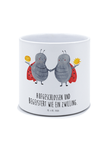 Mr. & Mrs. Panda Blumentopf Groß Sternzeichen Zwilling mit Spruch in Weiß