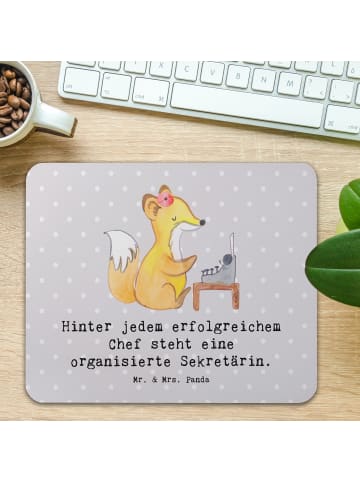 Mr. & Mrs. Panda Mouse Pad Sekretärin Erfolg mit Spruch in Grau Pastell