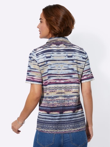 WITT WEIDEN Poloshirt in marine-rosé-bedruckt