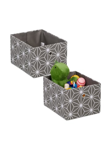 relaxdays 2 x Aufbewahrungsbox in Grau/ Weiß - (B)20 x (H)16 x (T)25 cm