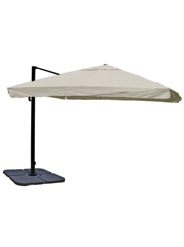 MCW Gastronomie-Ampelschirm A96, Flap, creme-grau mit Ständer, drehbar