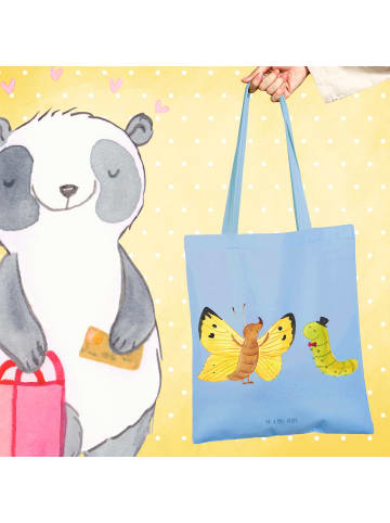 Mr. & Mrs. Panda Shopping Tasche Raupe Schmetterling ohne Spruch in Sky Blue