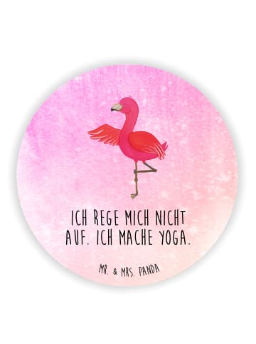 Mr. & Mrs. Panda Kühlschrankmagnet Flamingo Yoga mit Spruch in Aquarell Pink