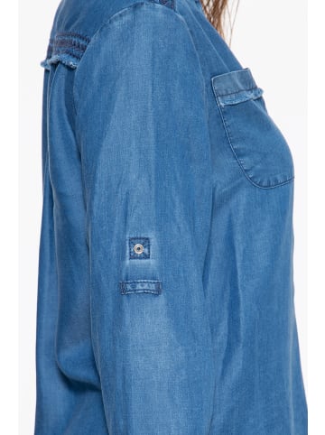 ATT Jeans ATT Jeans ATT JEANS Schlupfbluse mit offenen Kanten und Stickereien Selena in blau