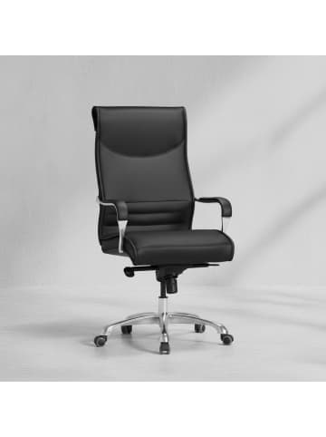 KADIMA DESIGN Bürostuhl XXL | Kunstleder, 150kg, Höhenverstellbar, Wippfunktion in Schwarz