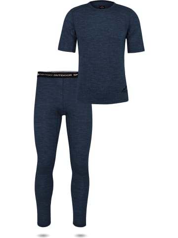 Normani Outdoor Sports Herren Merino-Set T-Shirt und Unterhose in Navy