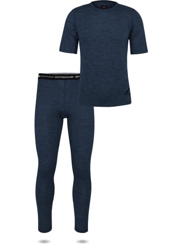 Normani Outdoor Sports Normani Outdoor Sports Herren Merino-Set T-Shirt und Unterhose in Navy