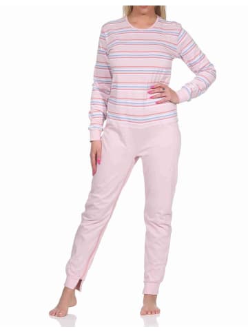 NORMANN Pflegeoverall langarm Reissverschluss Streifen - 73720 in rosa