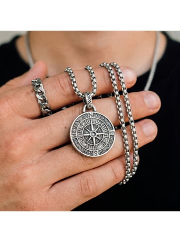 Steel_Art Halskette mit Kompass Raoul silberfarben poliert in silberfarben poliert