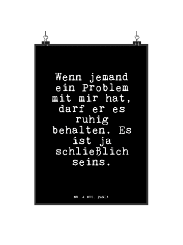 Mr. & Mrs. Panda Poster Wenn jemand ein Problem... mit Spruch in Schwarz