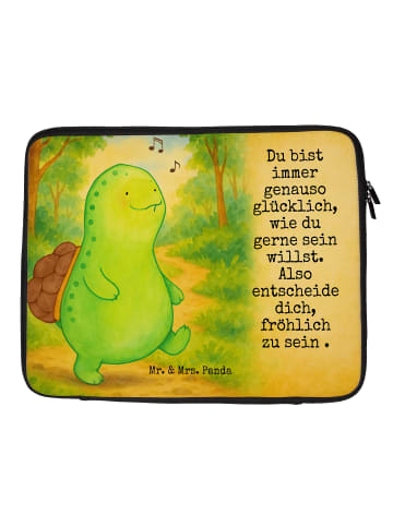 Mr. & Mrs. Panda Laptoptasche Schildkröte Pfeifen Design mit Spruch in Weiß