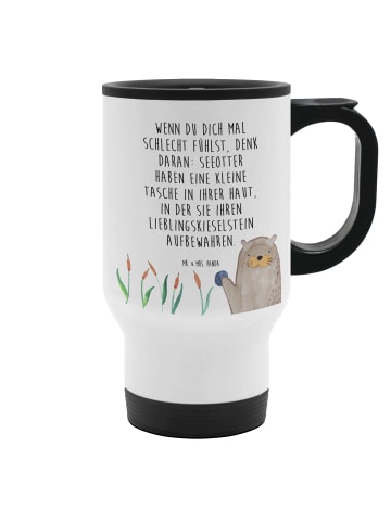 Mr. & Mrs. Panda thermosbecher Otter Stein mit Spruch in Weiß