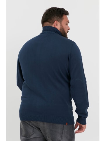 BLEND Strickpullover BHRobin BT 20713436 ME Strickpullover mit Leder-Patch in mittelblau