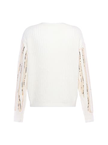 faina Damen Strickjacke Mit Pailletten in WOLLWEISS