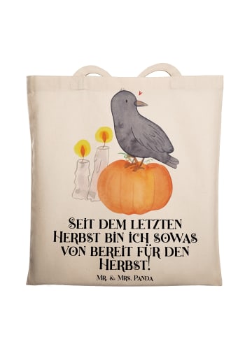 Mr. & Mrs. Panda Jutebeutel Herbstvorfreude mit Spruch in Creme