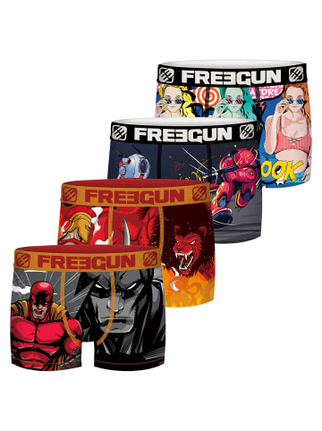 Freegun Trunk Freegun Comic Herren Boxershorts 4er Pack in Mehrfarbig