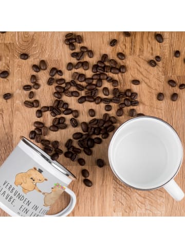 Mr. & Mrs. Panda Tasse Emaille Kirchliche Trauung Liebe Glaube m... in Heather Grey