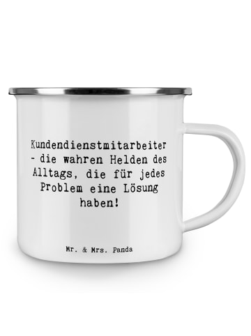 Mr. & Mrs. Panda Emaille Tasse Spruch Kundendienstmitarbeiter He... in Weiß