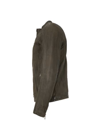 FREAKY NATION Lederjacke Lammleder in Oliv