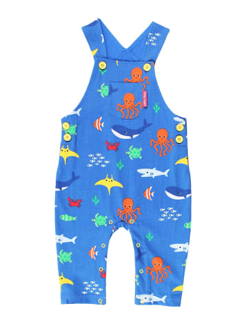 Toby Tiger Jersey Latzhose mit Meerestiere Print in blau