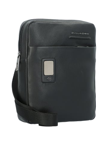 Piquadro Akron Umhängetasche Leder 22 cm in schwarz