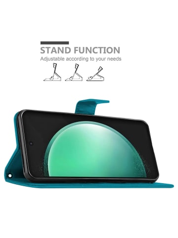 cadorabo Hülle für Samsung Galaxy S24 FE Blumen Design in Floral Blau