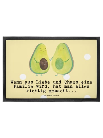 Mr. & Mrs. Panda Fussmatte Avocado Pärchen mit Spruch in Gelb Pastell