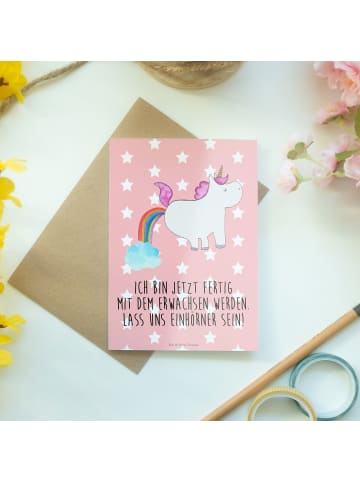 Mr. & Mrs. Panda Grußkarte Einhorn Pupsen mit Spruch in Rot Pastell