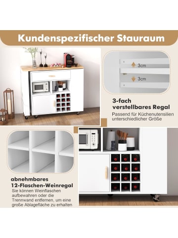 COSTWAY Küchenwagen 120x40x100cm in Weiß