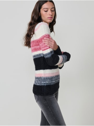 KOROSHI Weicher Damenpullover aus Fellstrick mit Streifen in braun