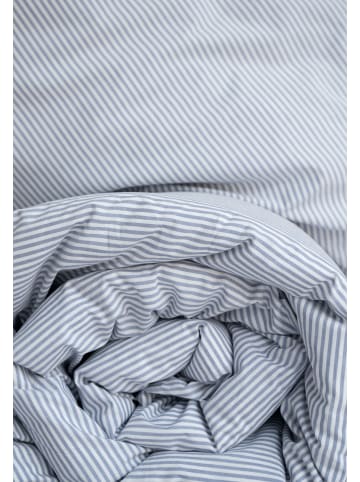 MELA Perkal Bettwäsche Set Style MAJULI Stripes in blau - naturweiss gestreift