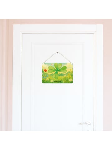 Mr. & Mrs. Panda Schild Blume Kleeblatt Design ohne Spruch in Weiß