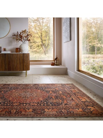 KADIMA DESIGN Waschbarer Teppich Medallion Muster, Orientalisch, Wohnzimmer in Rot