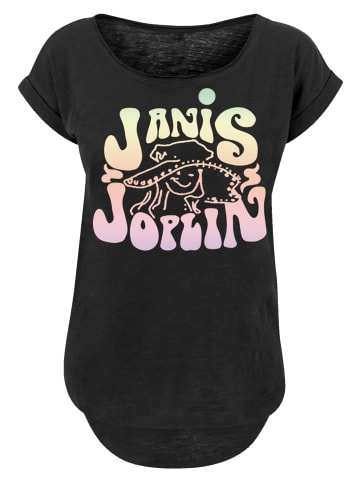 F4NT4STIC Long Cut T-Shirt PLUS SIZE Janis Joplin Pastel Logo in schwarz